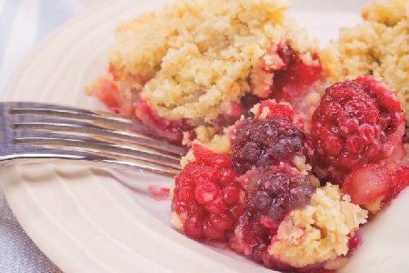 Raspberry and apple crumble